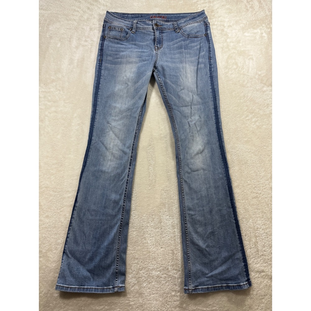 Grace in LA Womens Bootcut Stretch Blue Denim Jeans 31 Meas: 32x33